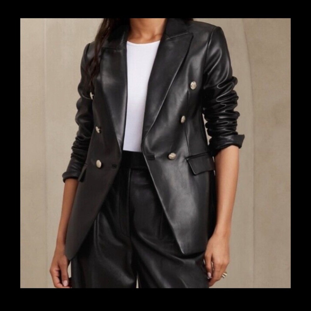 New Banana Republic double breasted captain leather blazer